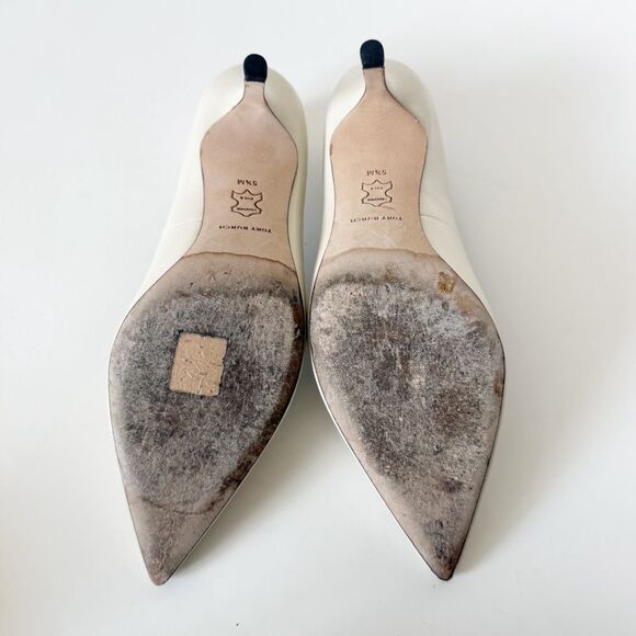 Tory Burch Womens Eleanor Leather Cream Old Money  Pointed Toe Pump Sz 5.5 - Picture 9 of 9